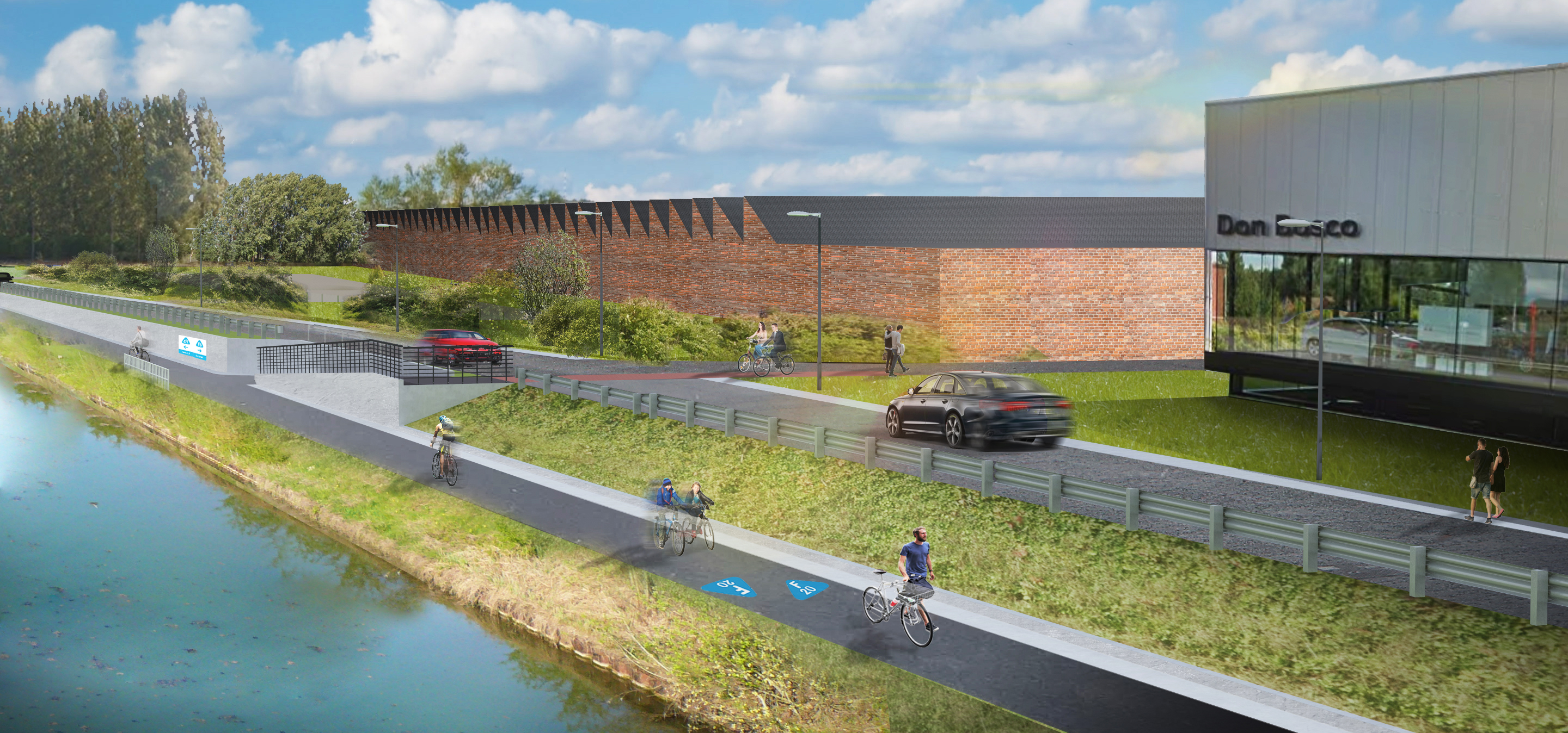 toekomstbeeld fietssnelweg kanaal in Halle