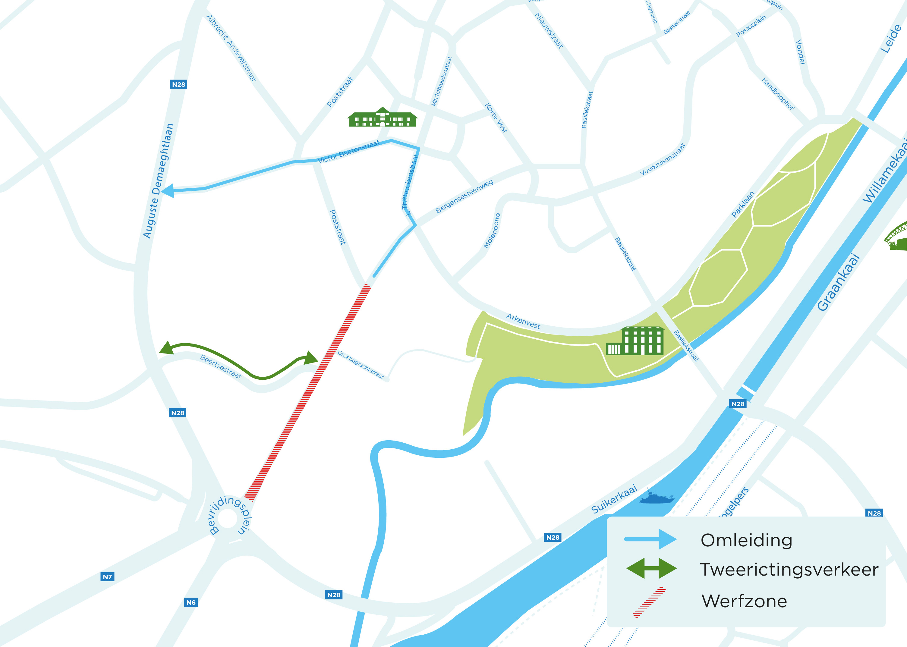 omleidingsplan werken Bergensesteenweg