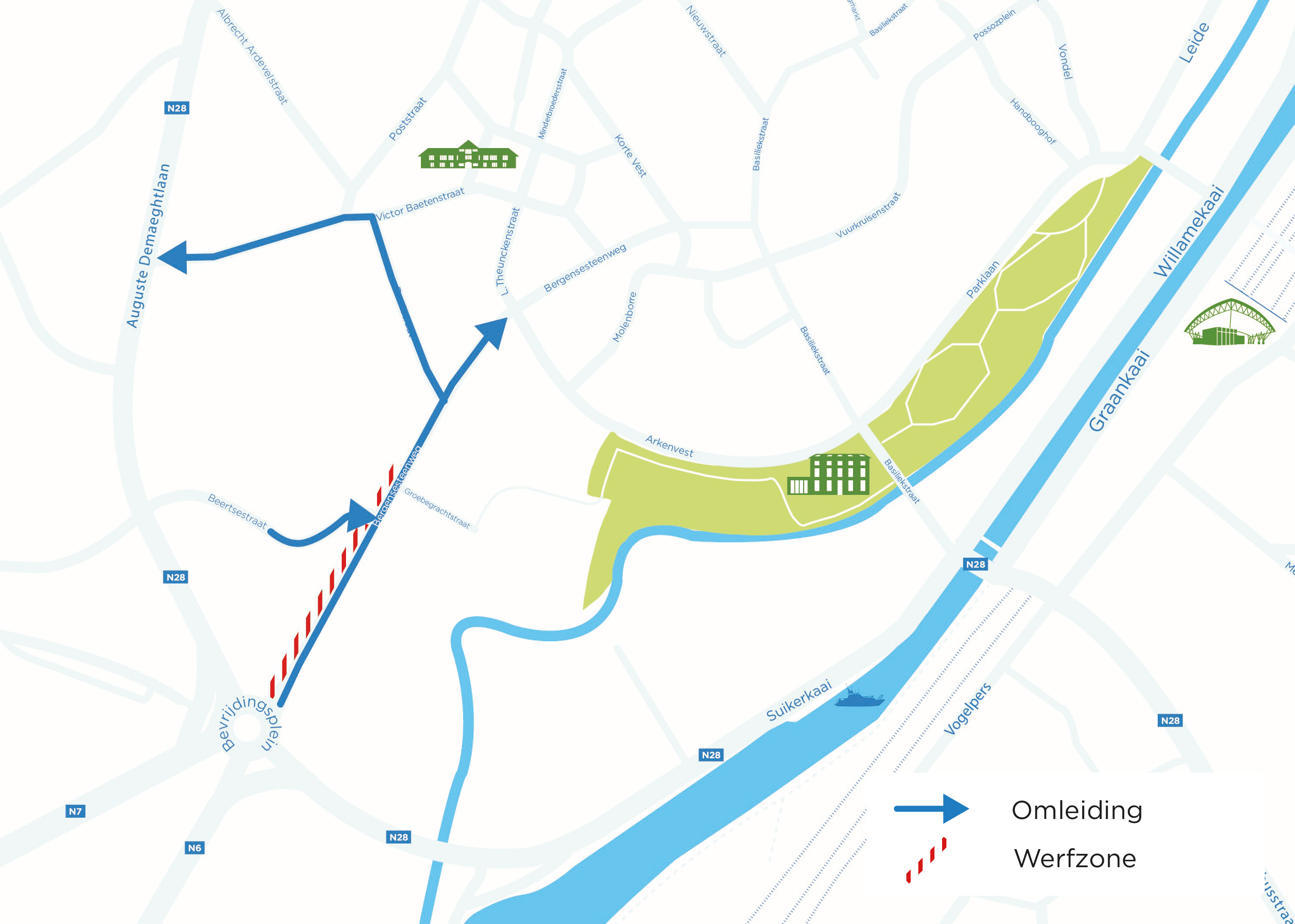 Ompleidingsplan werken bevrijdingsplein