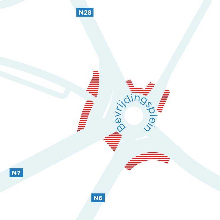 Werfzones bevrijdingsplein