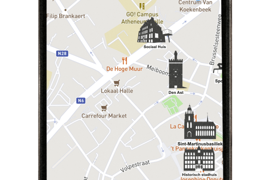 Stadskaart op mobiel