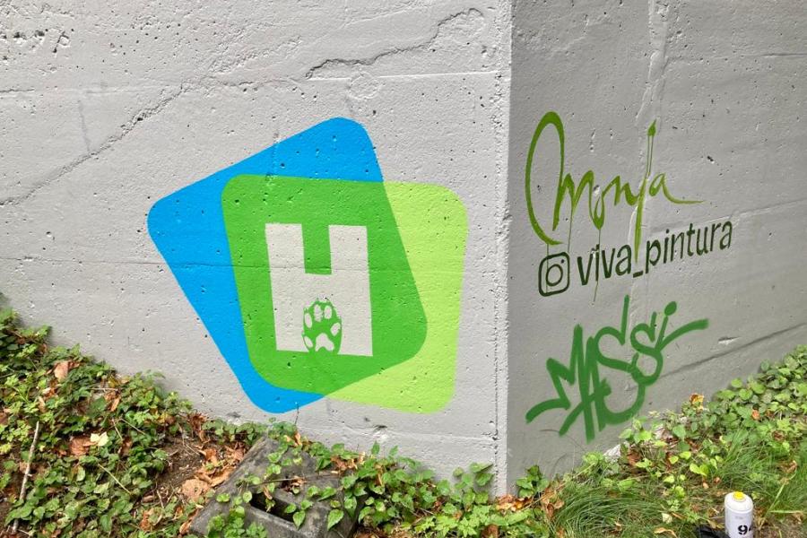 Viva Pintura en MASSI toverden de grijze muren van de ecotunnel aan de Pijpaenshoek om tot een mooi kunstwerk.