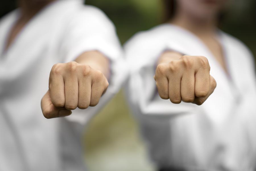 mensen doen aan gevechtssport