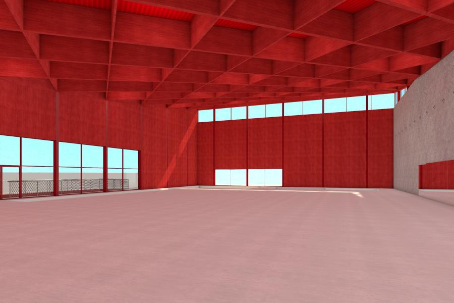 Render nieuwe sporthal  (c) Bel architecten bvba