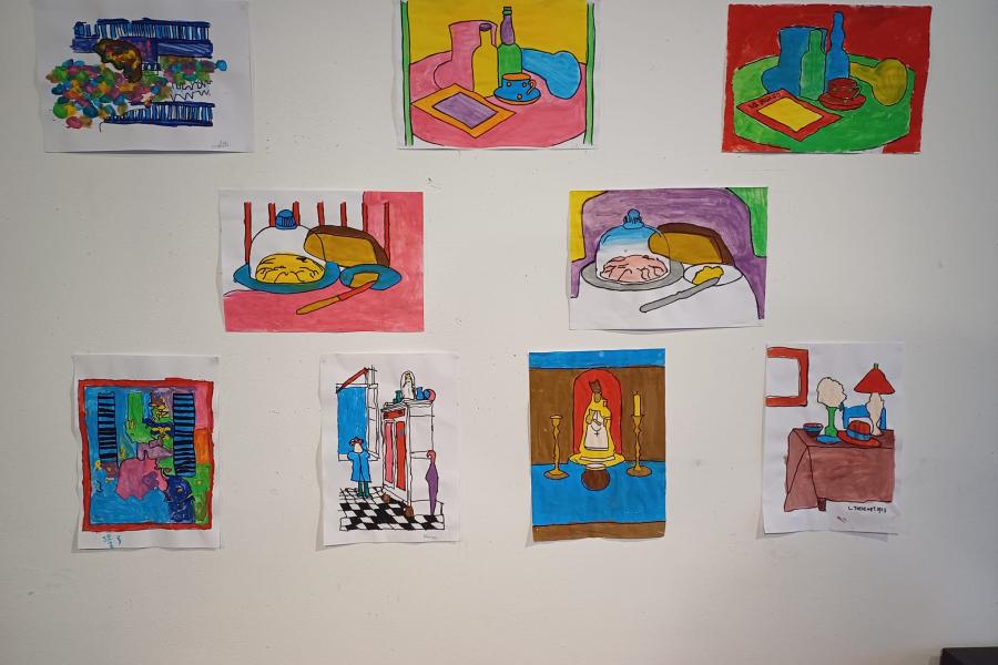 Kunstwerken in de kunstacademie