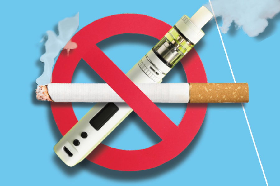 sigaret en e-sigaret doorschrapt