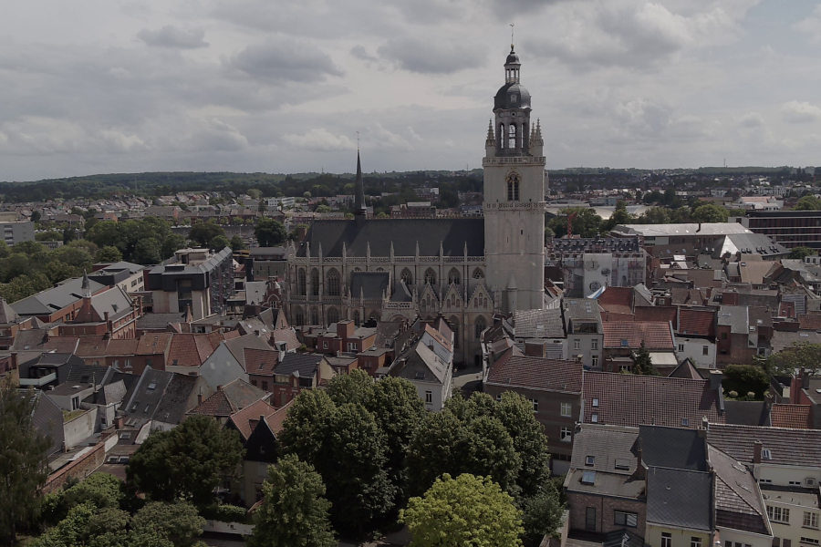 Dronebeeld centrum Halle
