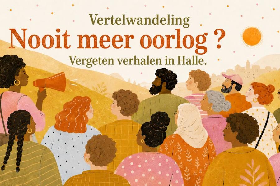 Vertelwandeling 'Nooit meer oorlog ? Vergeten verhalen in Halle.' © Dekoloniseer Halle