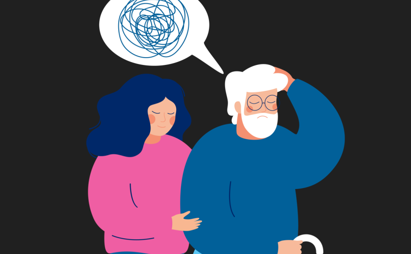 jonge dame met oudere man afbeelding