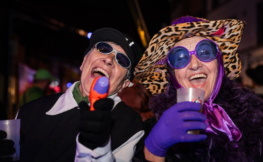 Feestende carnavalisten