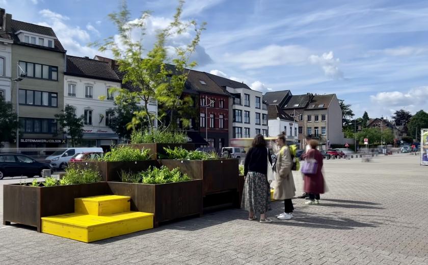 De modulaire opstelling op het Stationsplein.