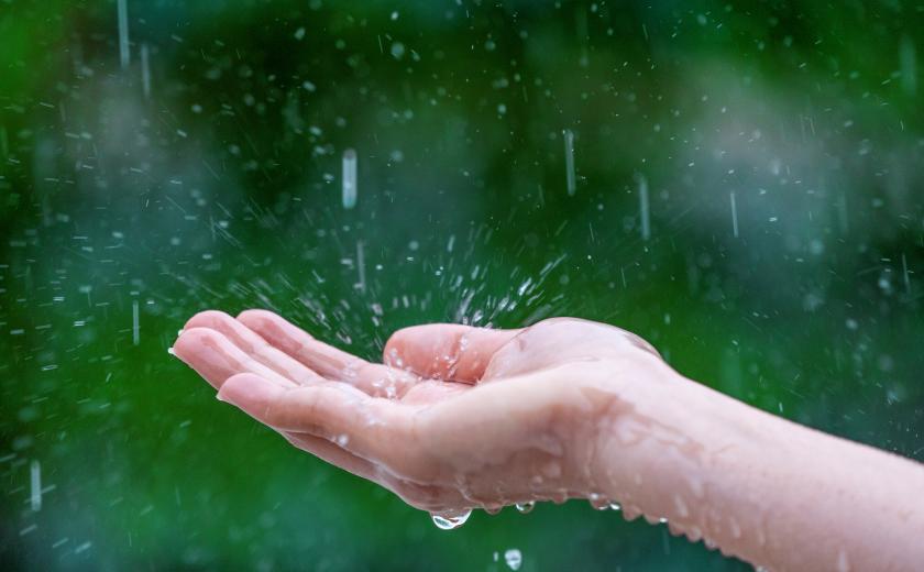regenwater valt in hand (Freepik)