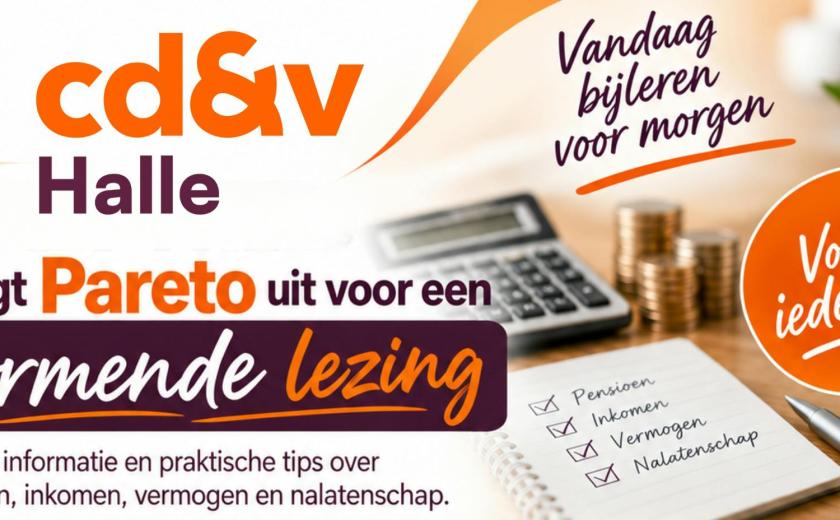 CD&V Halle nodigt Pareto uit voor een boeiende informatieve lezing! © CD&V Halle