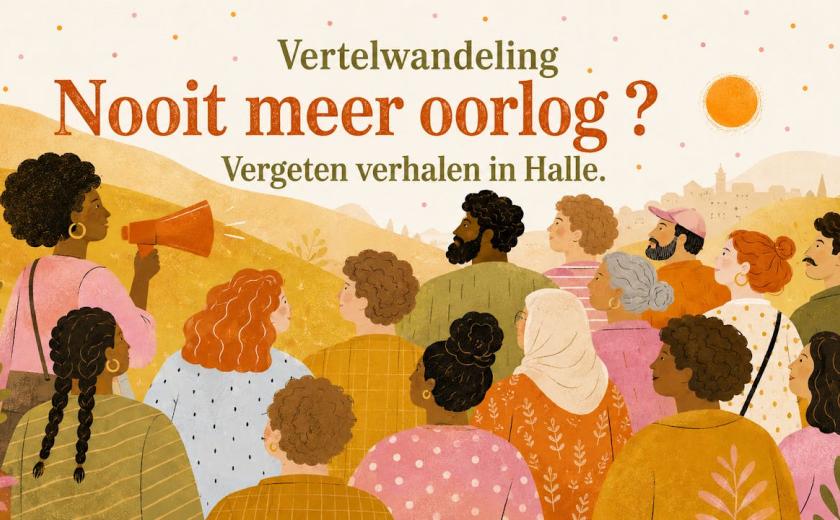 Vertelwandeling 'Nooit meer oorlog ? Vergeten verhalen in Halle.' © Dekoloniseer Halle