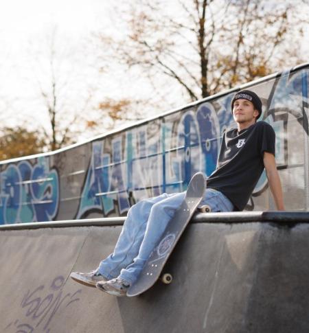 Rune Marcelis op het skatepark aan De Bres